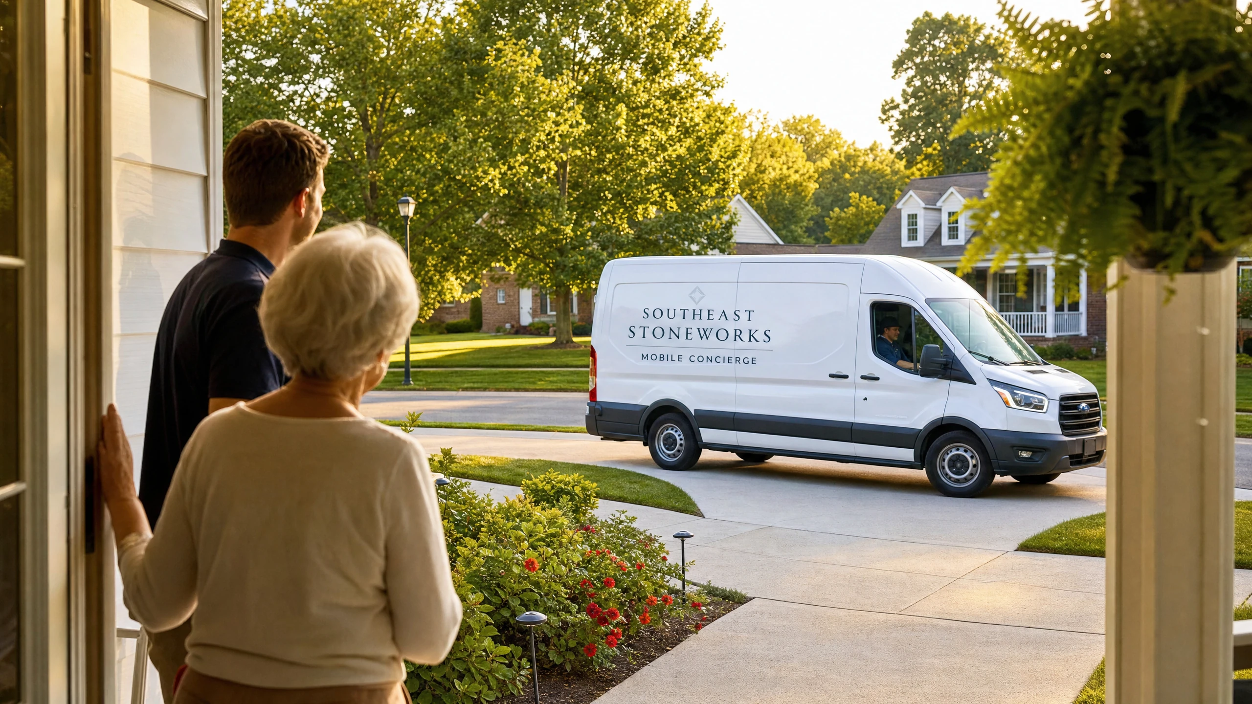 Van arriving