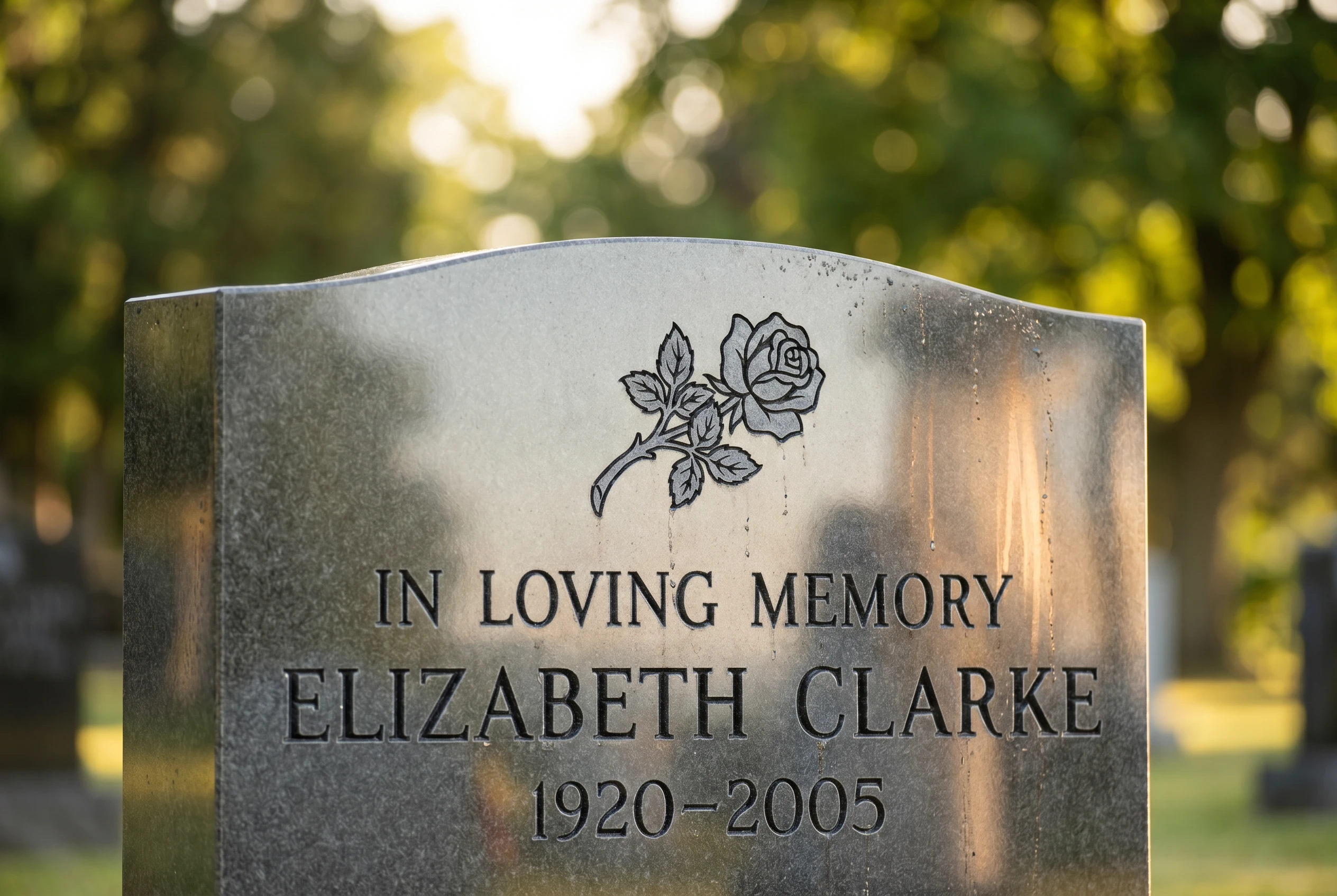 Detailed memorial engraving and stonework