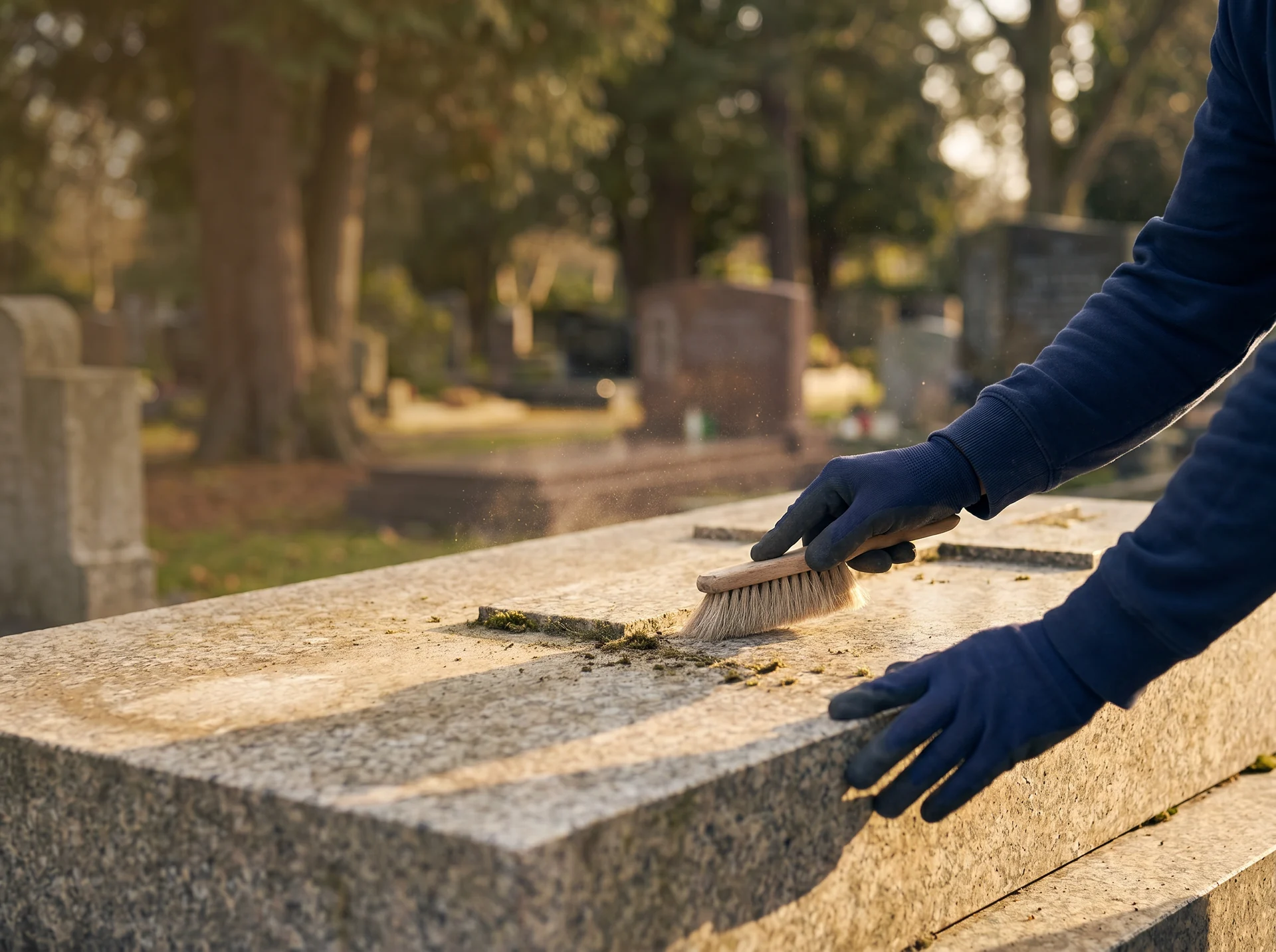 Cemetery care and memorial preservation service detail