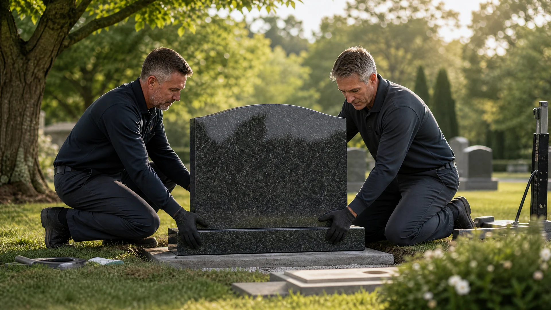 Southeast Stoneworks mobile memorial service coordinating a cemetery placement in Greater Atlanta
