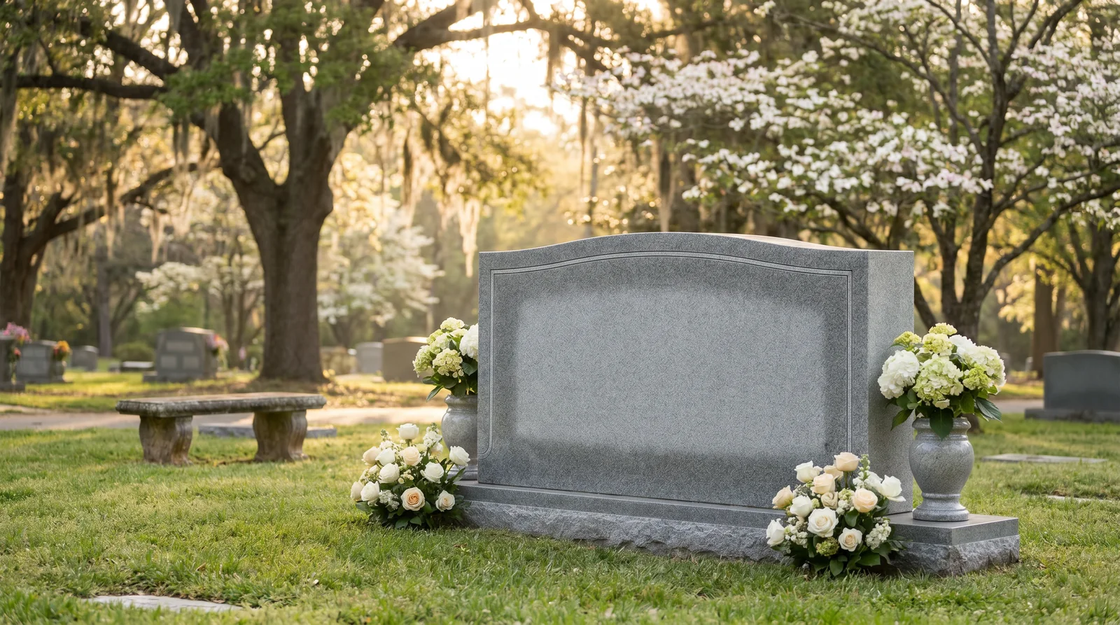 Companion granite monument in a peaceful Metro Atlanta cemetery setting