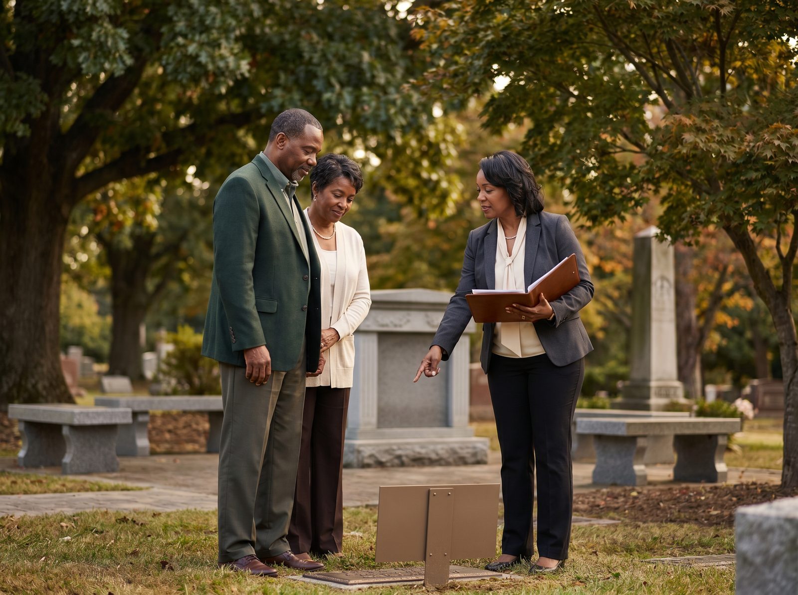 Memorial consultant coordinating cemetery details with a Greater Atlanta family