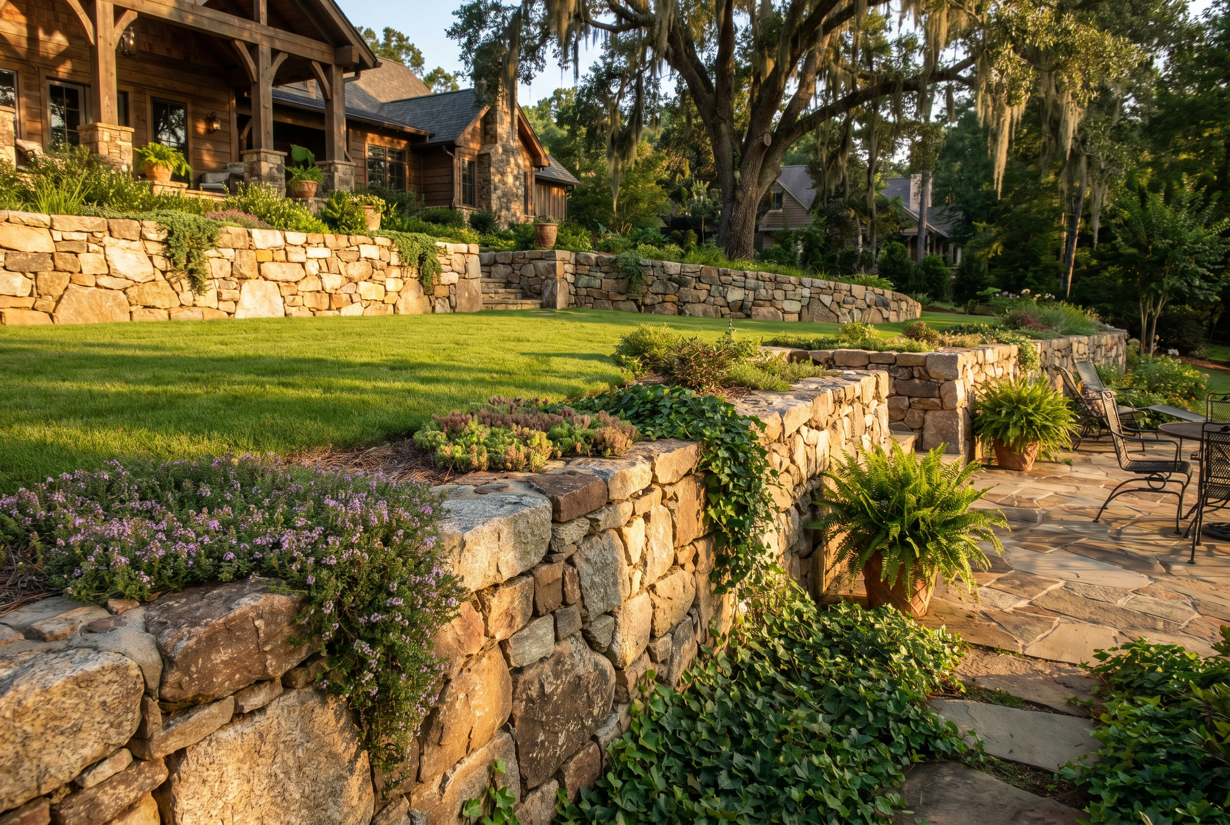 Premium stone retaining wall